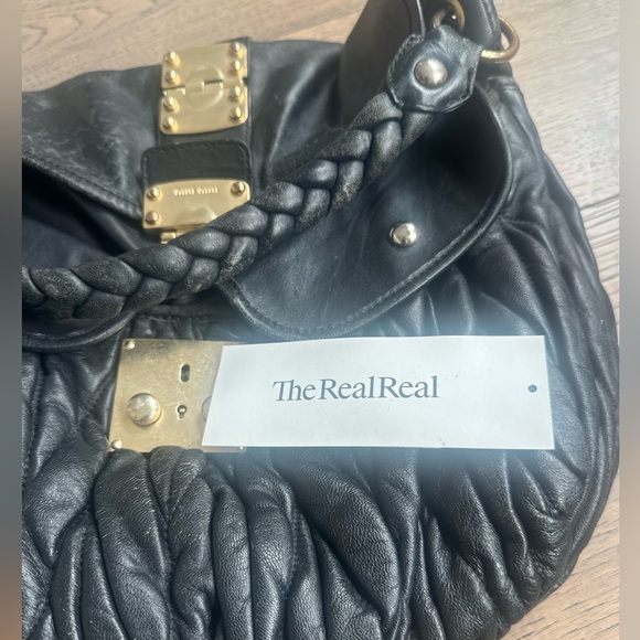 Miu Miu Black Shoulder Bag with Gold Accents - Picture 6 of 15